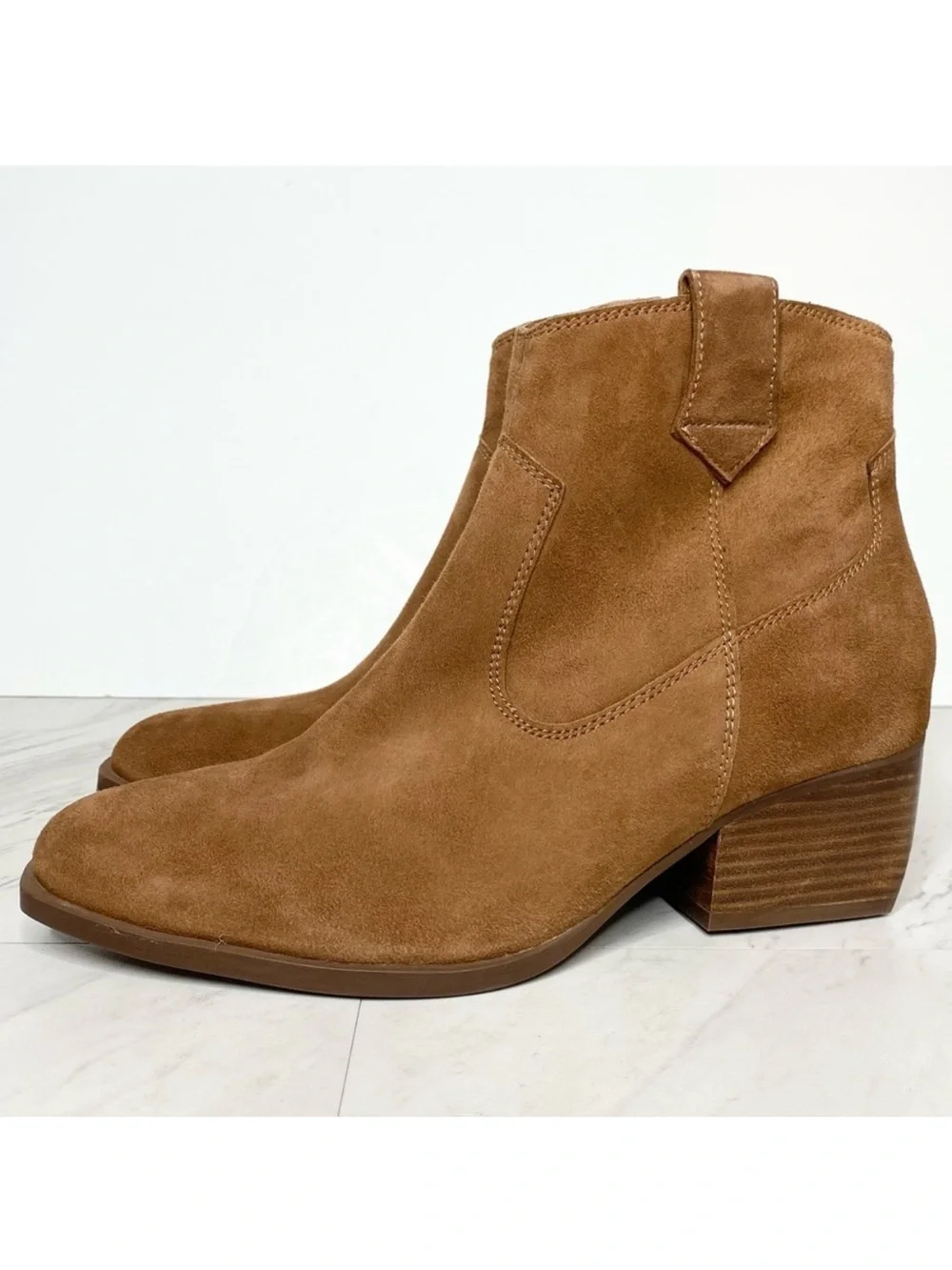 Seychelles Brown Suede Stacked Heel Bootie 6.5